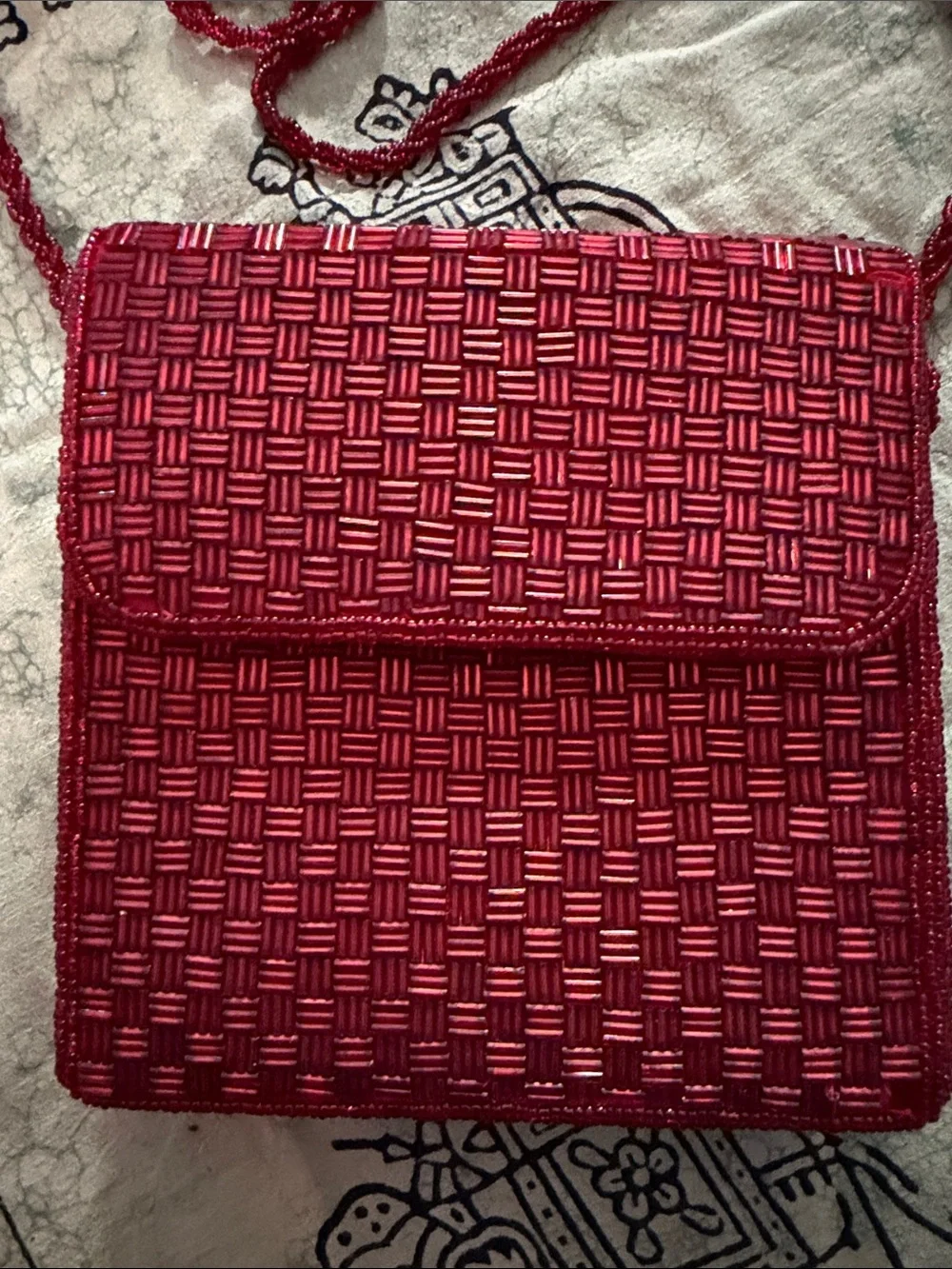 Red Woven Crossbody Bag - Unbranded